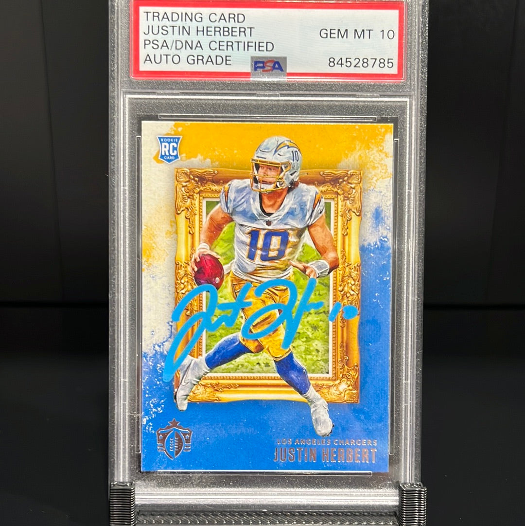 Justin Herbert Autographed 2020 Panini Chronicles Gridiron Kings Rookie Trading Card #GK-3 GEM 10 MINT PSA