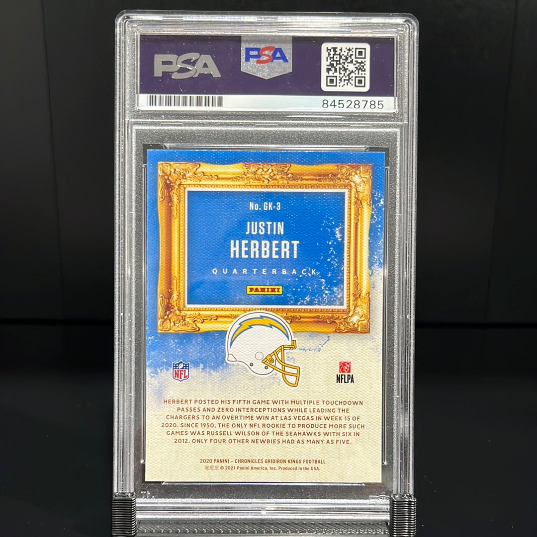 Justin Herbert Autographed 2020 Panini Chronicles Gridiron Kings Rookie Trading Card #GK-3 GEM 10 MINT PSA