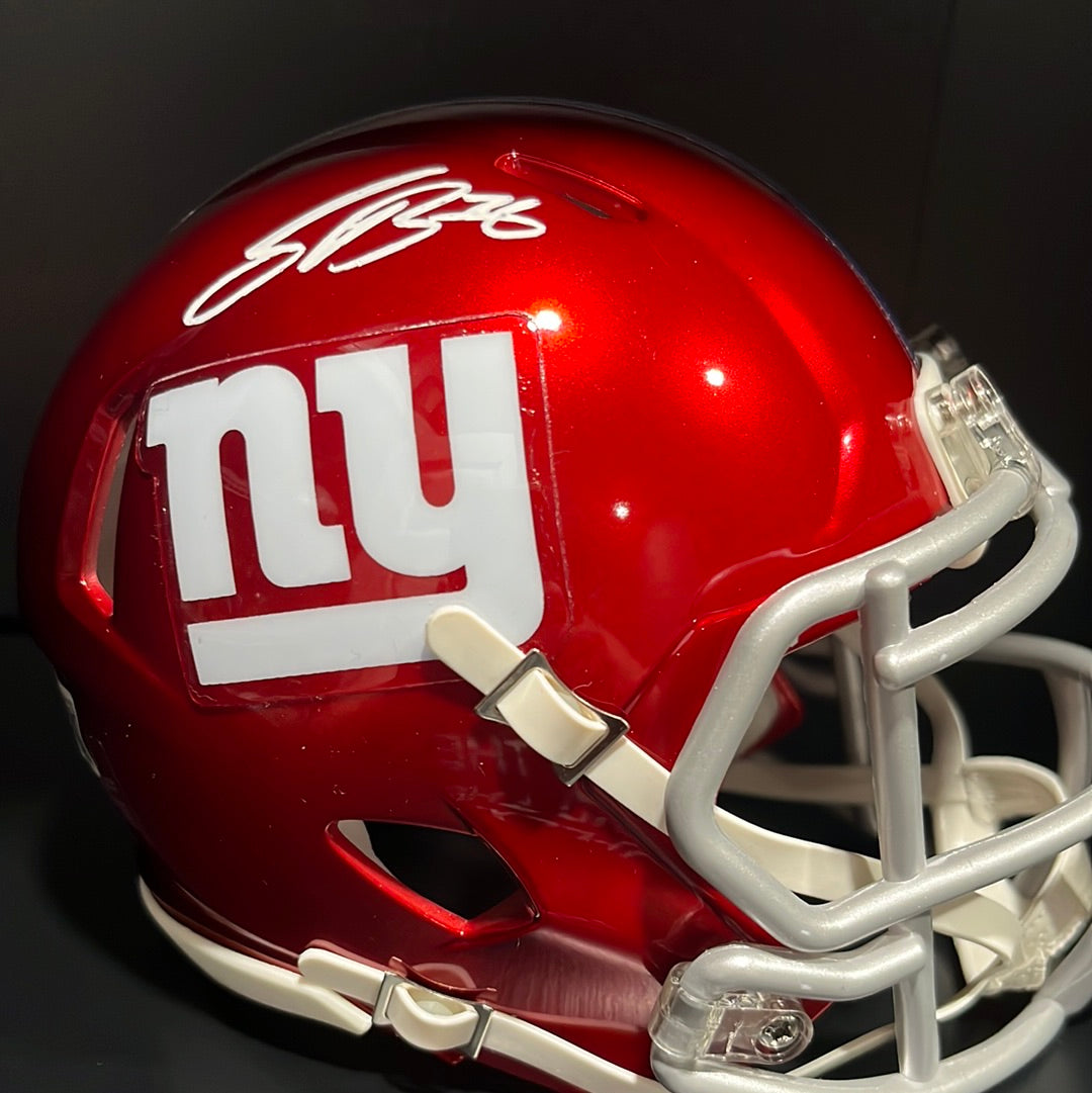 blaze revolution speed mini football helmet giants Saquon Barkley Autographed New York Giants Flash Mini Helmet BAS – Blitz Authentics