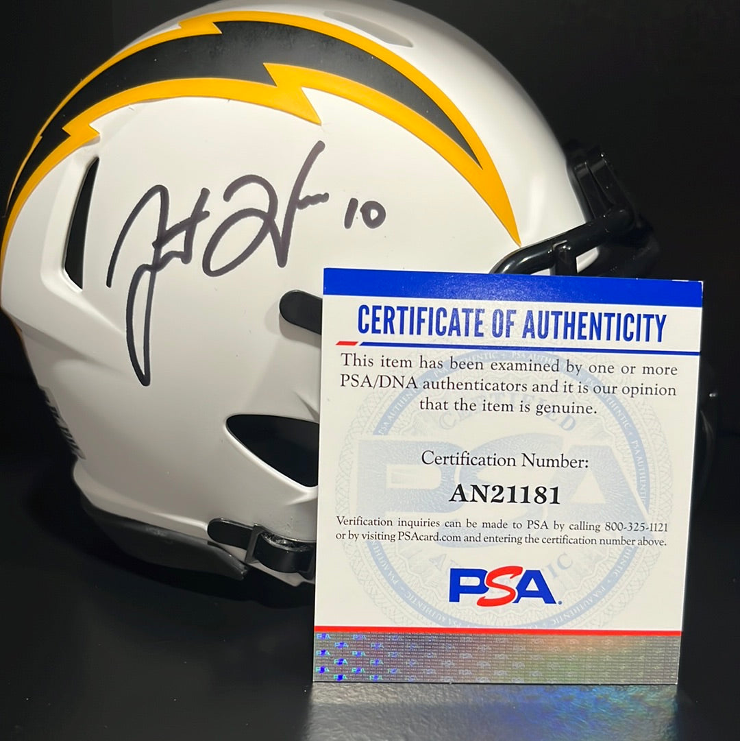 Justin Herbert Autographed Los Angeles Chargers Lunar Eclipse Mini Helmet PSA