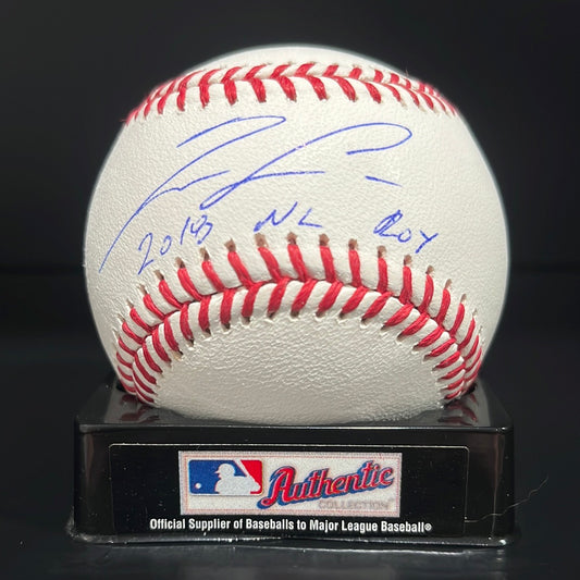 Ronald Acuna Jr Autographed Major League Baseball w/ "2018 NL ROY" Inscription BAS