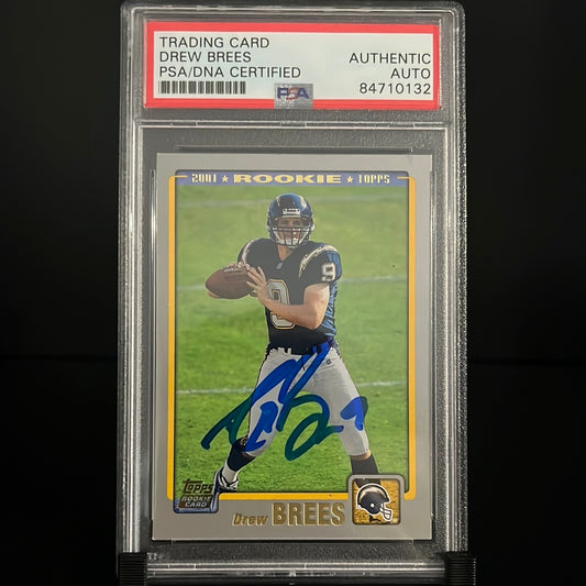 Drew Brees Autographed 2001 Topps Rookie Trading Card #328 Authentic Auto PSA