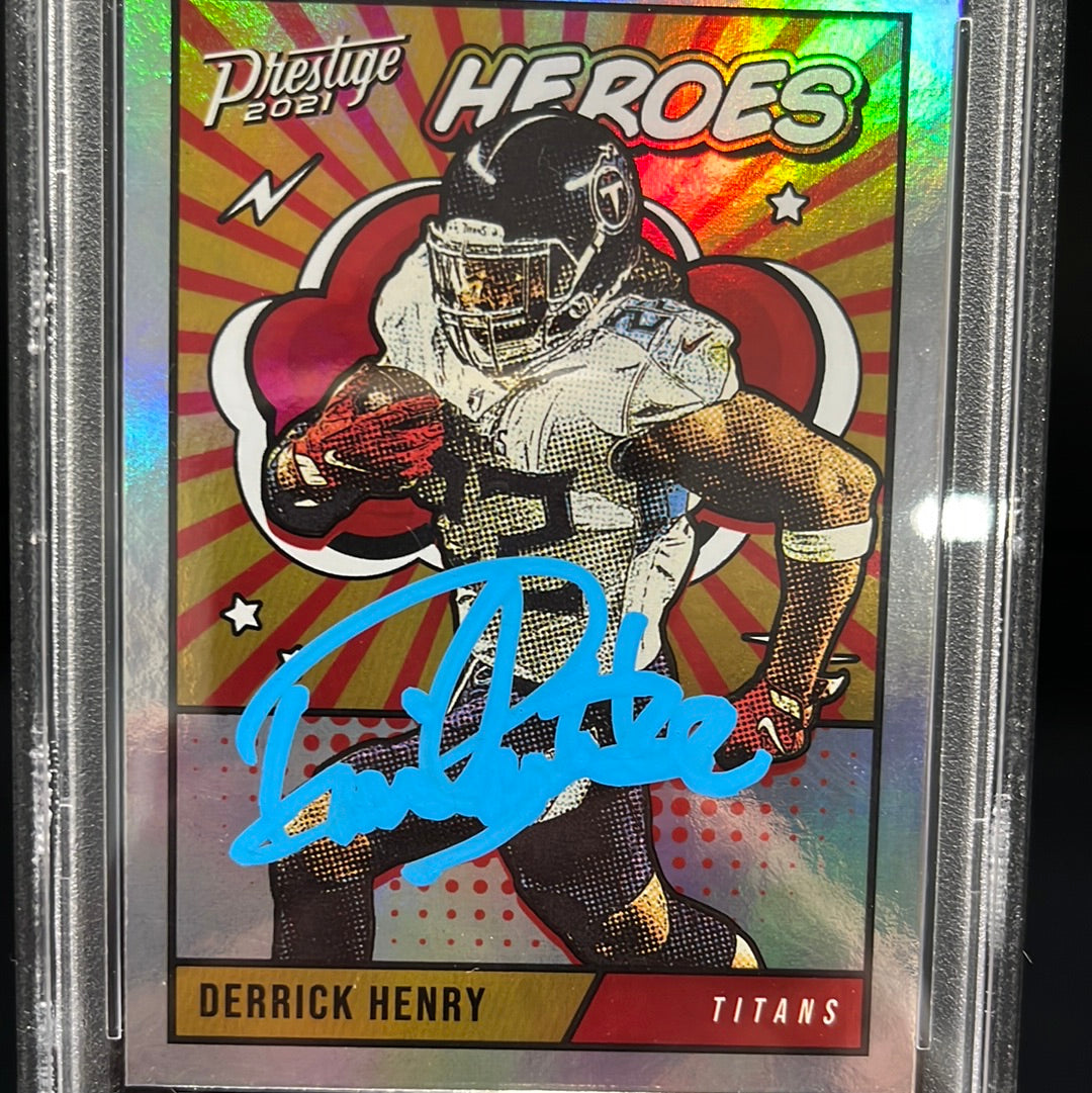 Derrick Henry Autographed 2021 Panini Prestige Heroes Trading Card #HE-10 GEM 10 MINT PSA