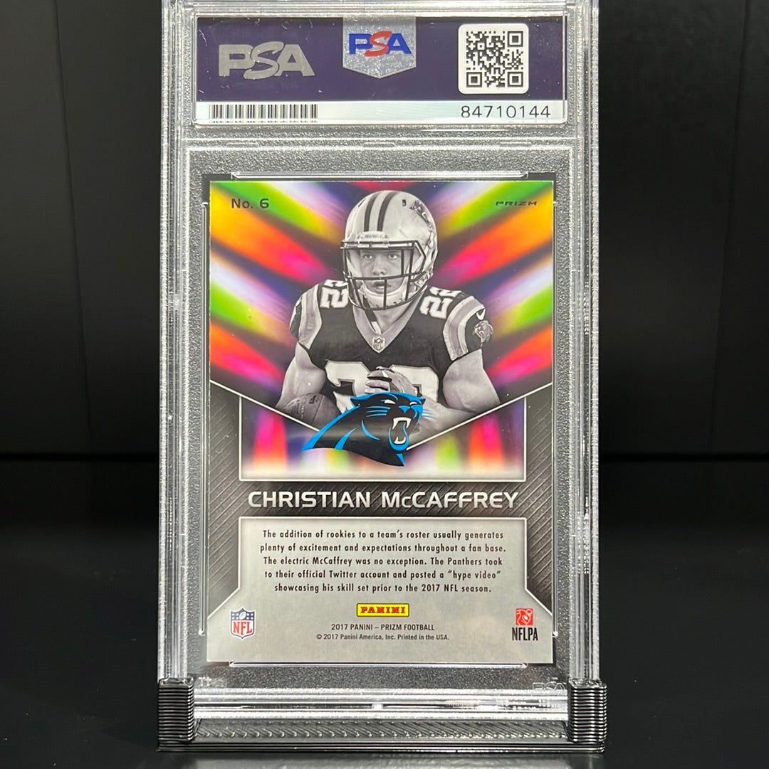 Christian McCaffrey Autographed 2017 Panini Instant Impact Silver Rookie Trading Card #6 Authentic Auto PSA