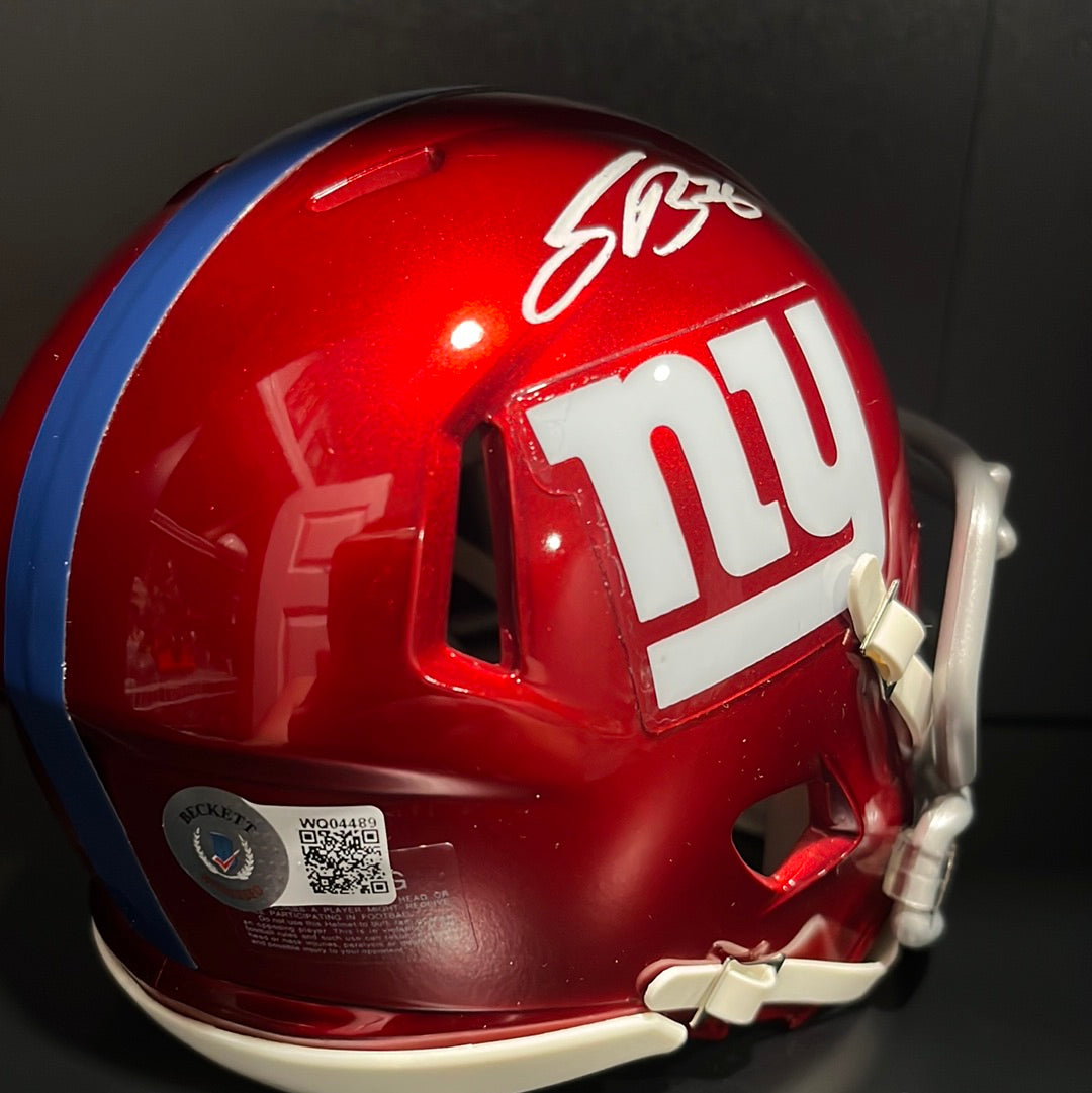 Saquon Barkley Autographed New York Giants Flash Mini Helmet BAS