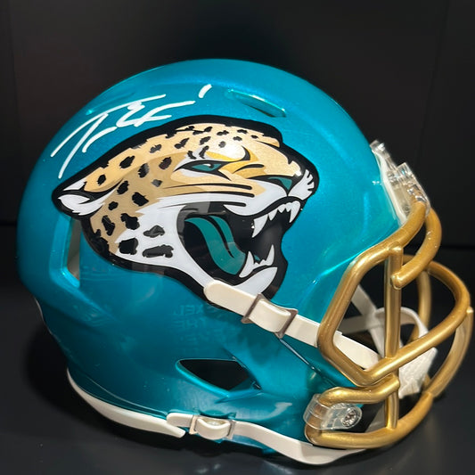 Travis Etienne Autographed Jacksonville Jaguars Flash Mini Helmet BAS